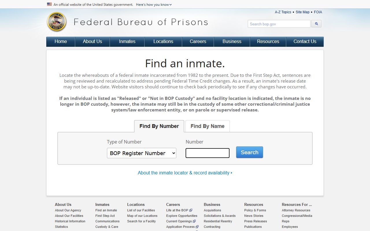 San Benito County inmate records federal custody fallback through BOP inmate locator